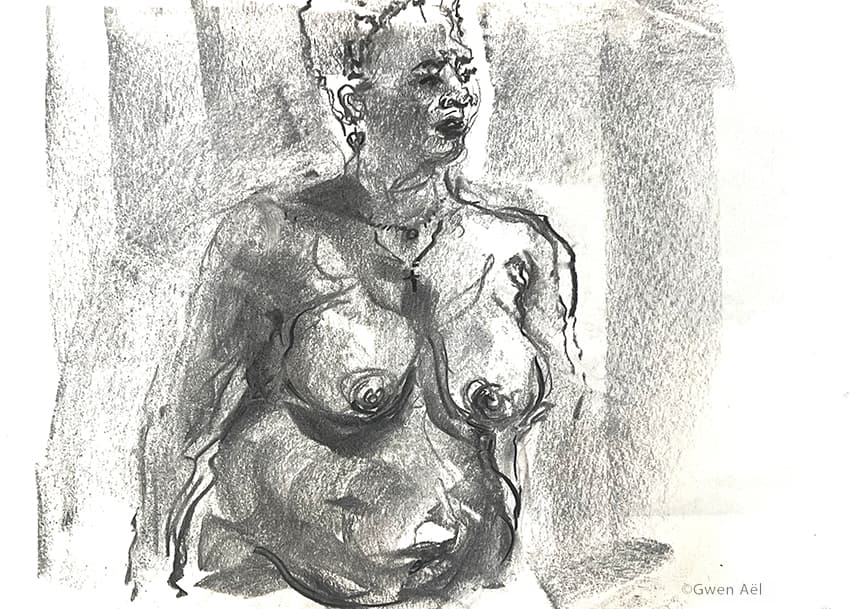 Energie du modèle - portrait fusain - Gwen Aël